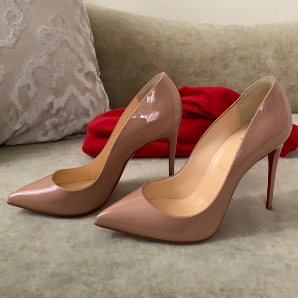 Christian Louboutin Shoes - Nude Loubouton So Kate 120 Patent Leather Pumps